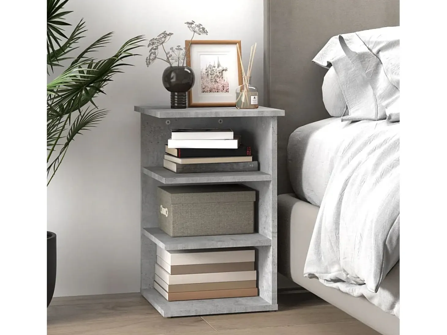 Armario auxiliar madera contrachapada gris hormigón 35x35x55 cm