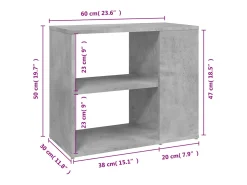 Armario auxiliar madera contrachapada gris hormigón 60x30x50 cm