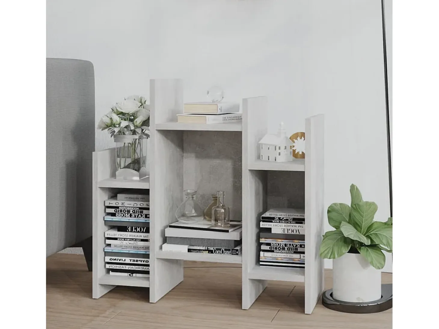 Armario auxiliar madera contrachapada gris hormigón 60x26x60 cm
