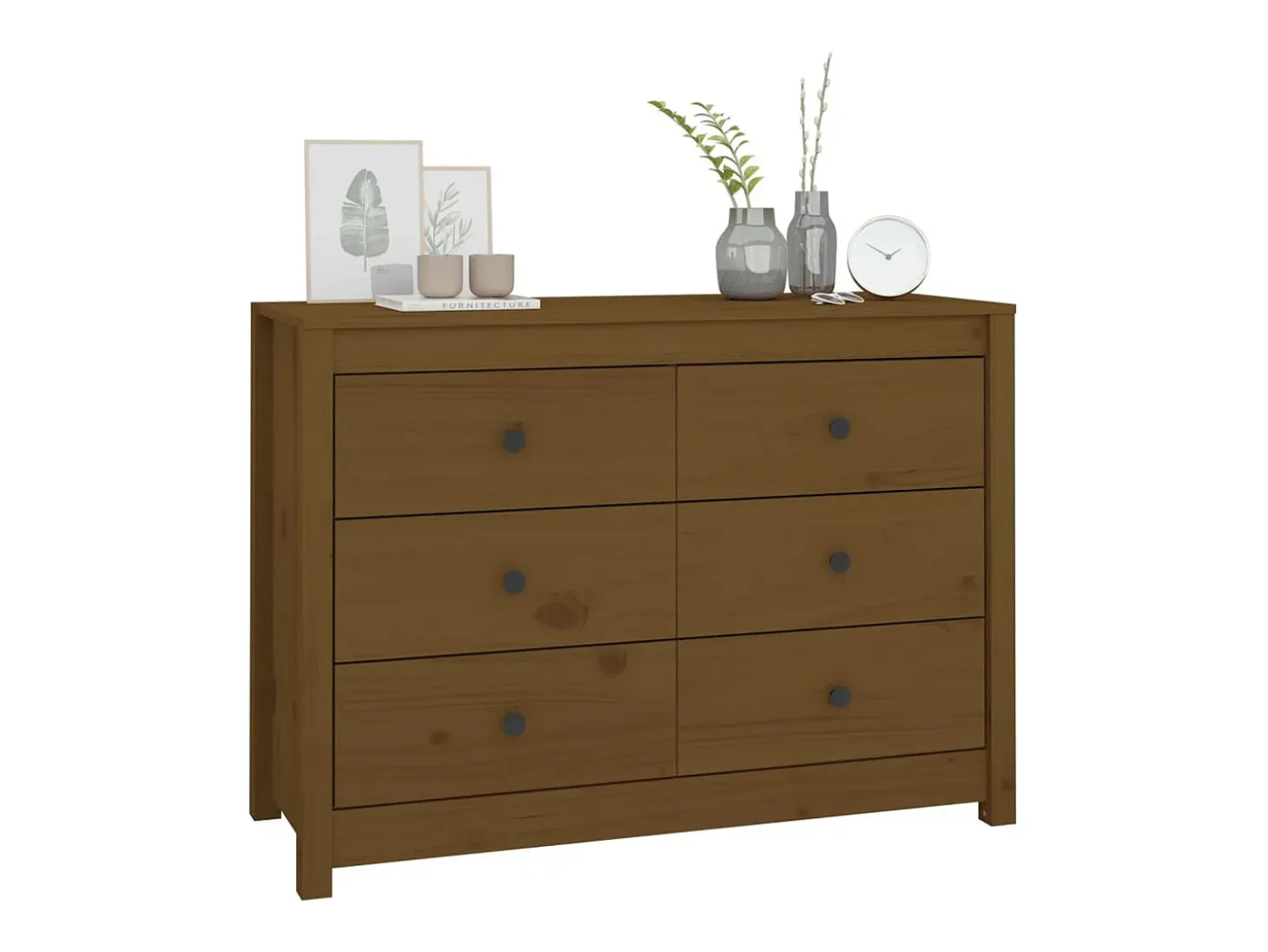 Armario auxiliar madera maciza de pino marrón miel 100x40x72 cm