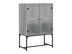 Armario auxiliar puertas de vidrio gris Sonoma 69x37x100 cm