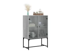 Armario auxiliar puertas de vidrio gris Sonoma 69x37x100 cm