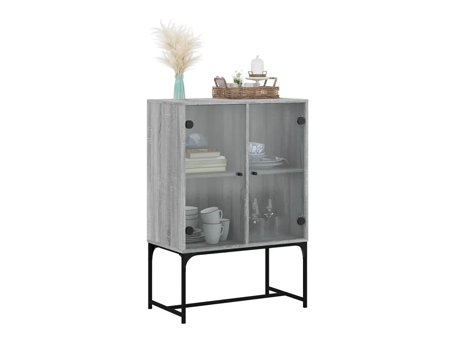 Armario auxiliar puertas de vidrio gris Sonoma 69x37x100 cm