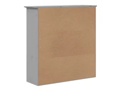Armario BODO de madera maciza de pino gris con puertas de cristal