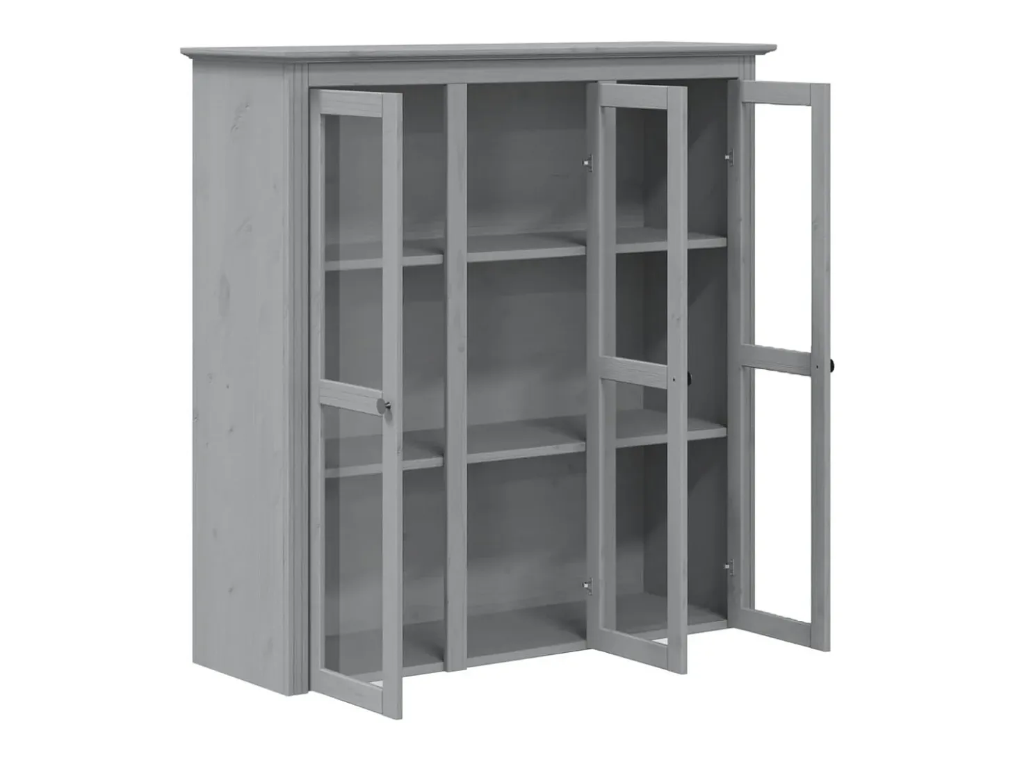 Armario BODO de madera maciza de pino gris con puertas de cristal