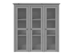 Armario BODO de madera maciza de pino gris con puertas de cristal