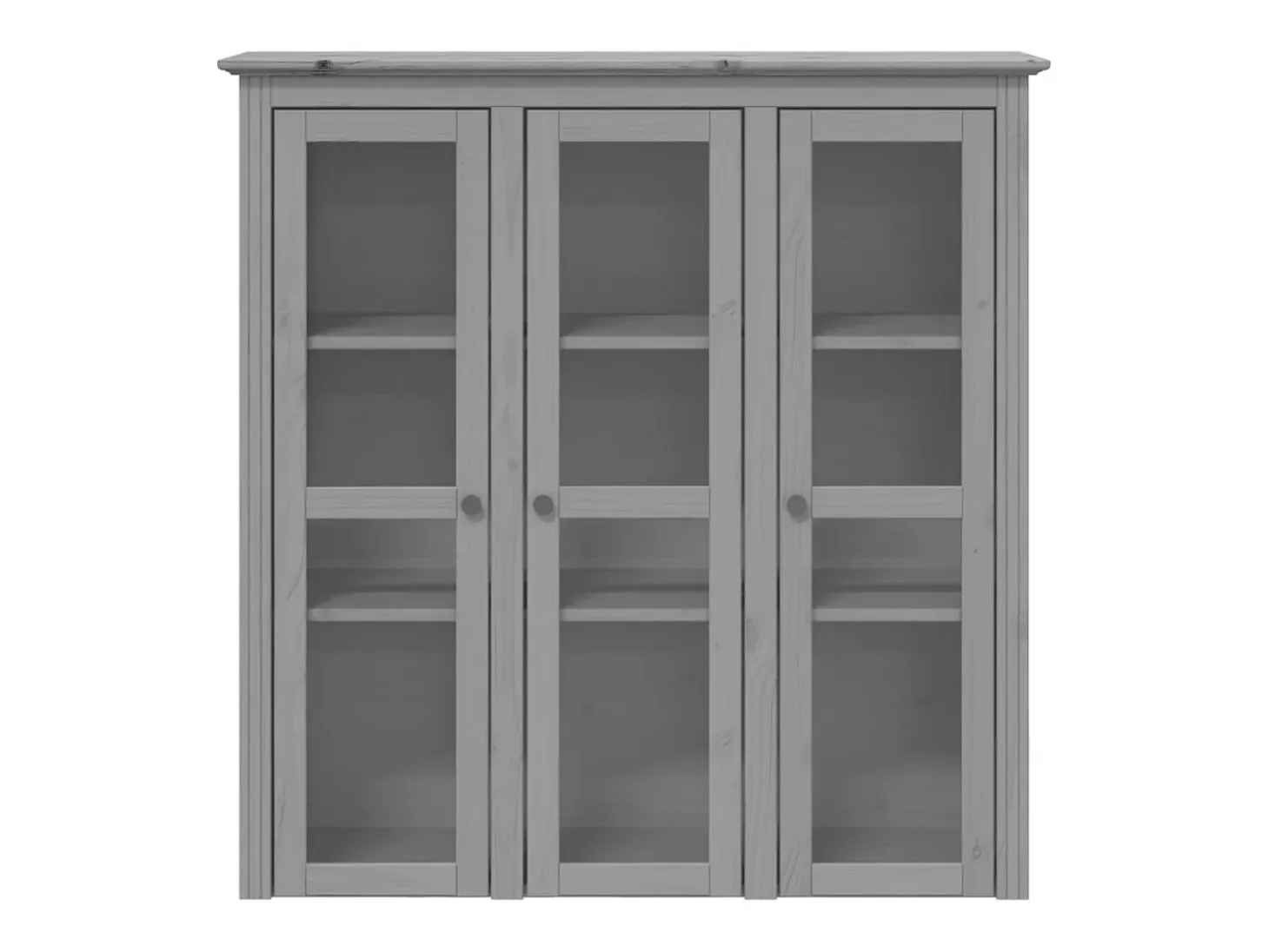 Armario BODO de madera maciza de pino gris con puertas de cristal