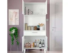Armario Cocina Aparador 4P 1C Blanco 80x180 cm