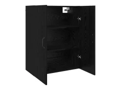 Armario colgante con estante Montaje en pared con puerta Roble negro 69,5 x 34 x 90 cm