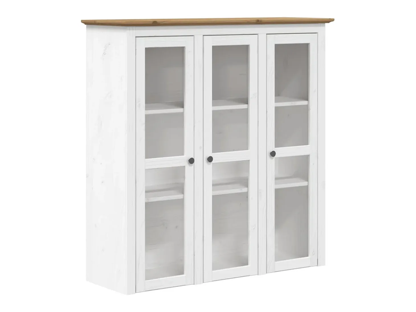 Armario con puertas de vidrio BODO madera de pino blanco marrón