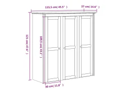 Armario con puertas de vidrio BODO madera de pino blanco marrón