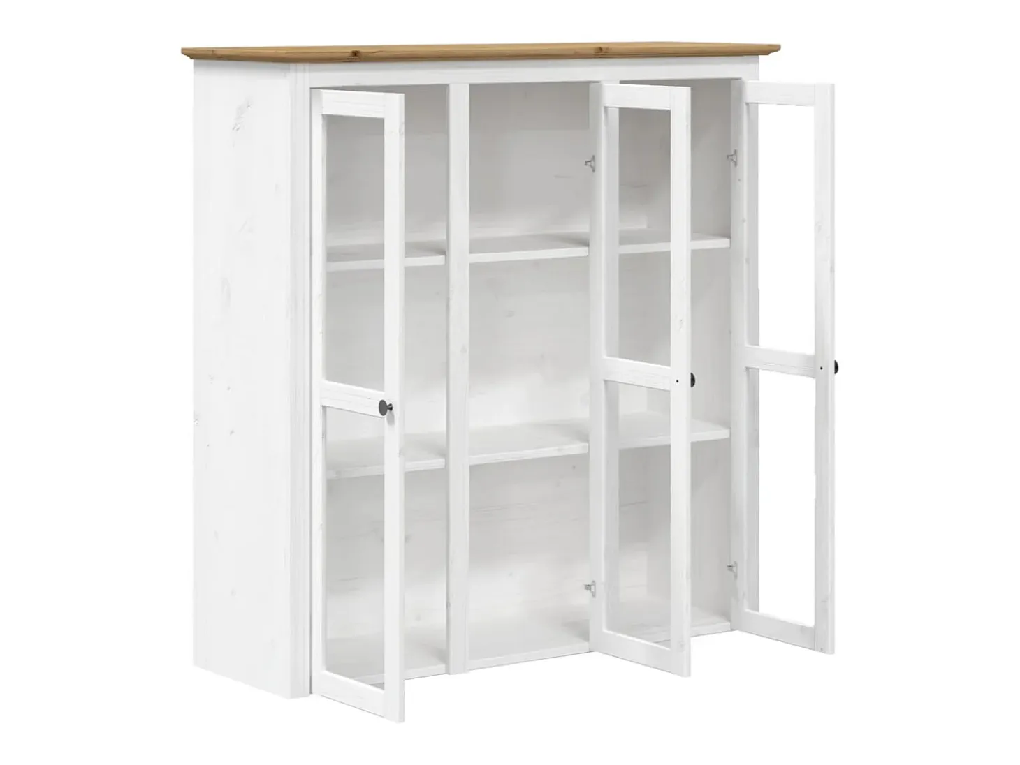 Armario con puertas de vidrio BODO madera de pino blanco marrón