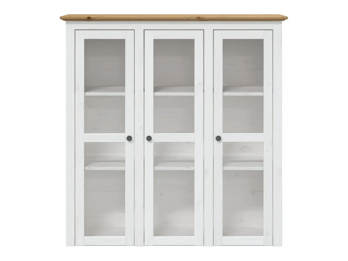 Armario con puertas de vidrio BODO madera de pino blanco marrón