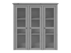 Armario con puertas de vidrio BODO madera maciza pino gris
