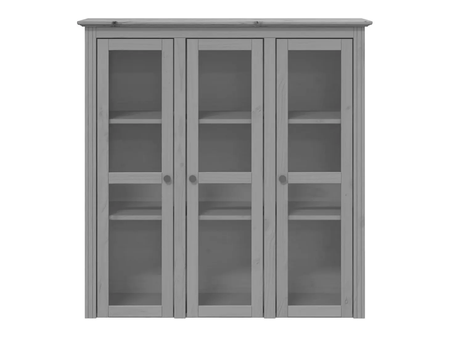 Armario con puertas de vidrio BODO madera maciza pino gris