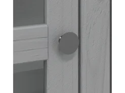Armario con puertas de vidrio BODO madera maciza pino gris