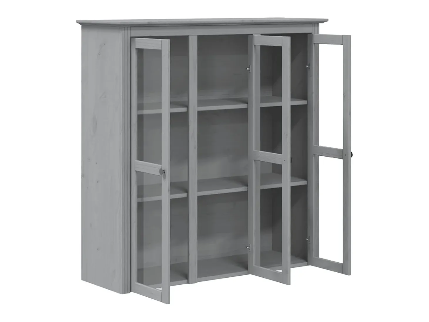 Armario con puertas de vidrio BODO madera maciza pino gris