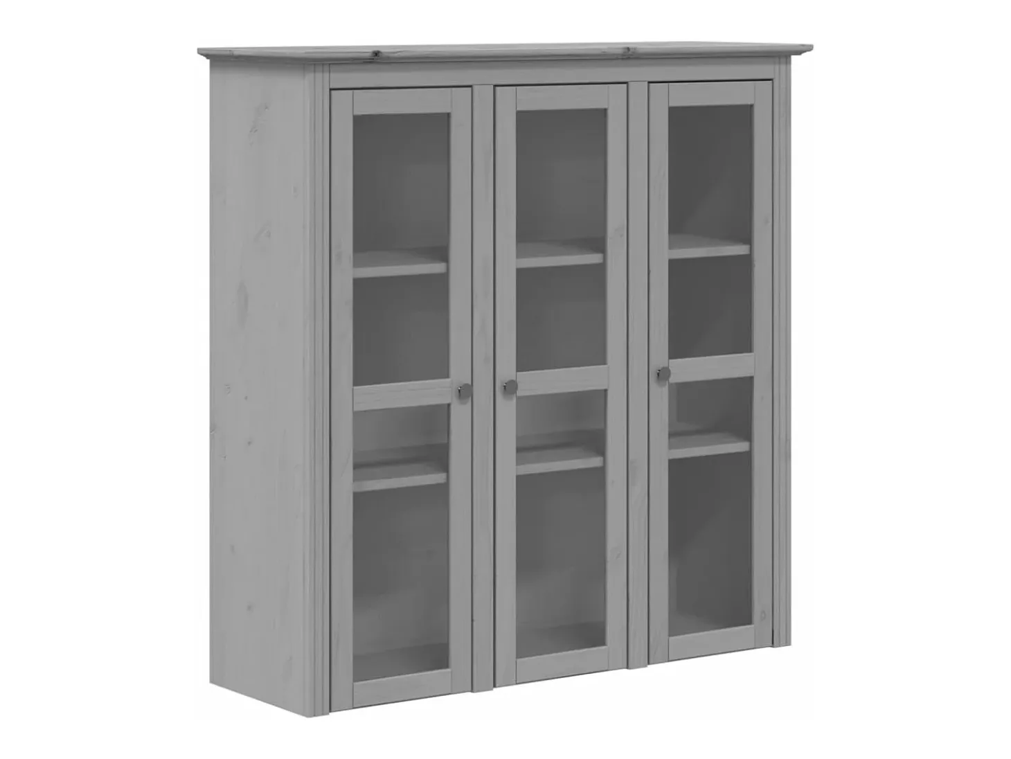 Armario con puertas de vidrio BODO madera maciza pino gris