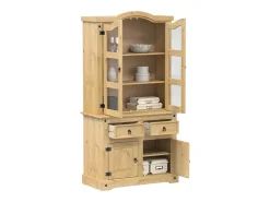 Armario con vitrina Corona madera maciza pino 100x48,5x179 cm