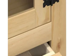 Armario con vitrina Corona madera maciza pino 99x43x187 cm