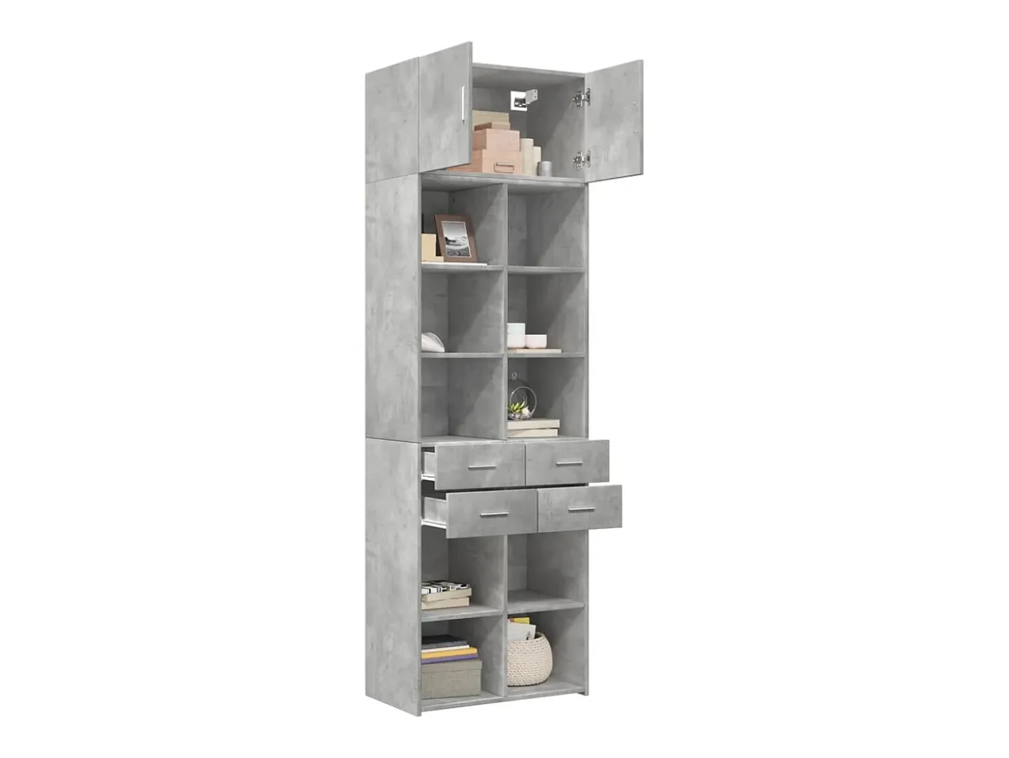 Armario de almacenaje gris hormigón 70x42,5x225cm madera de ingeniería