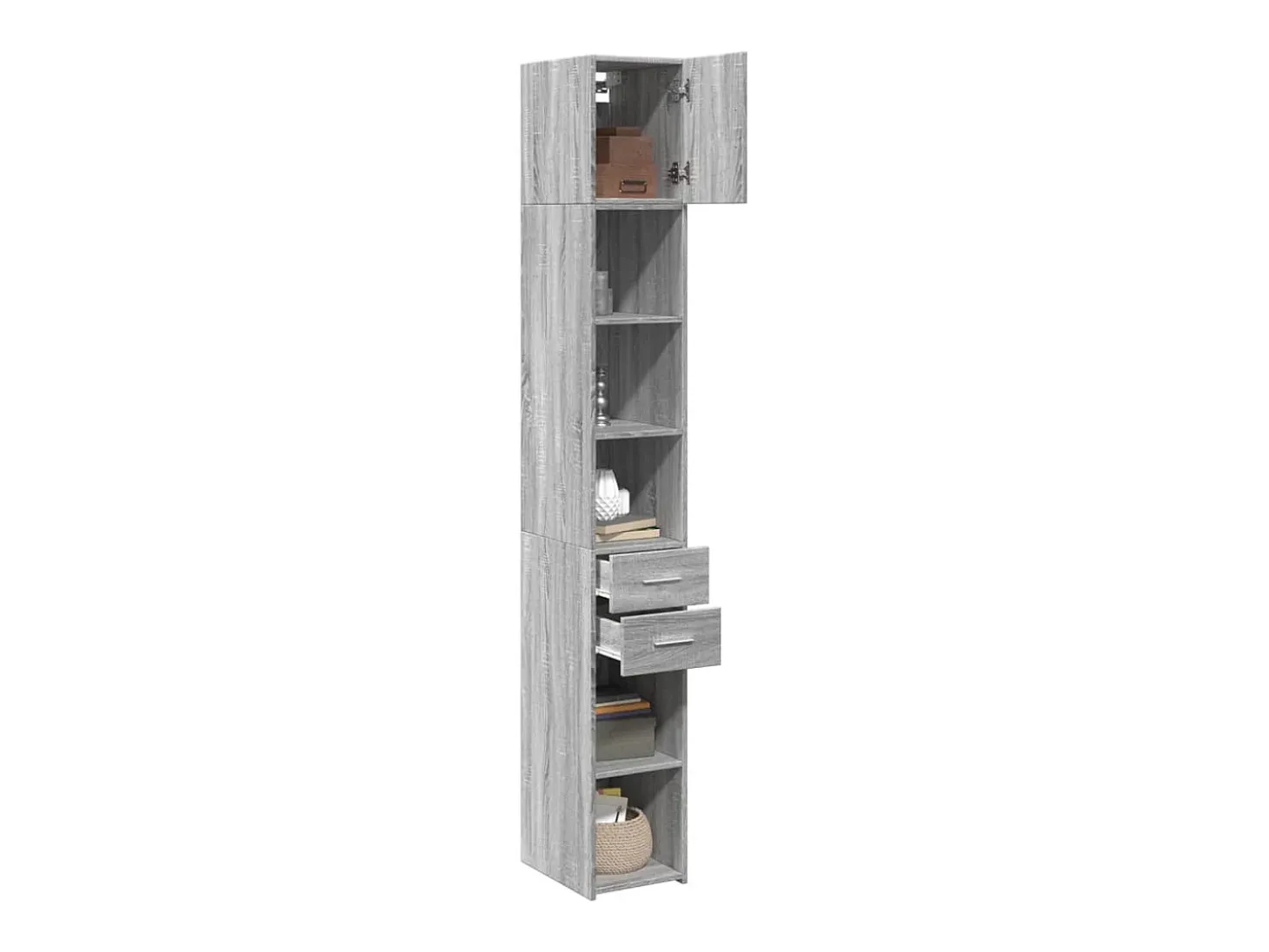 Armario de almacenaje Slim Sonoma gris 30x42,5x225 cm