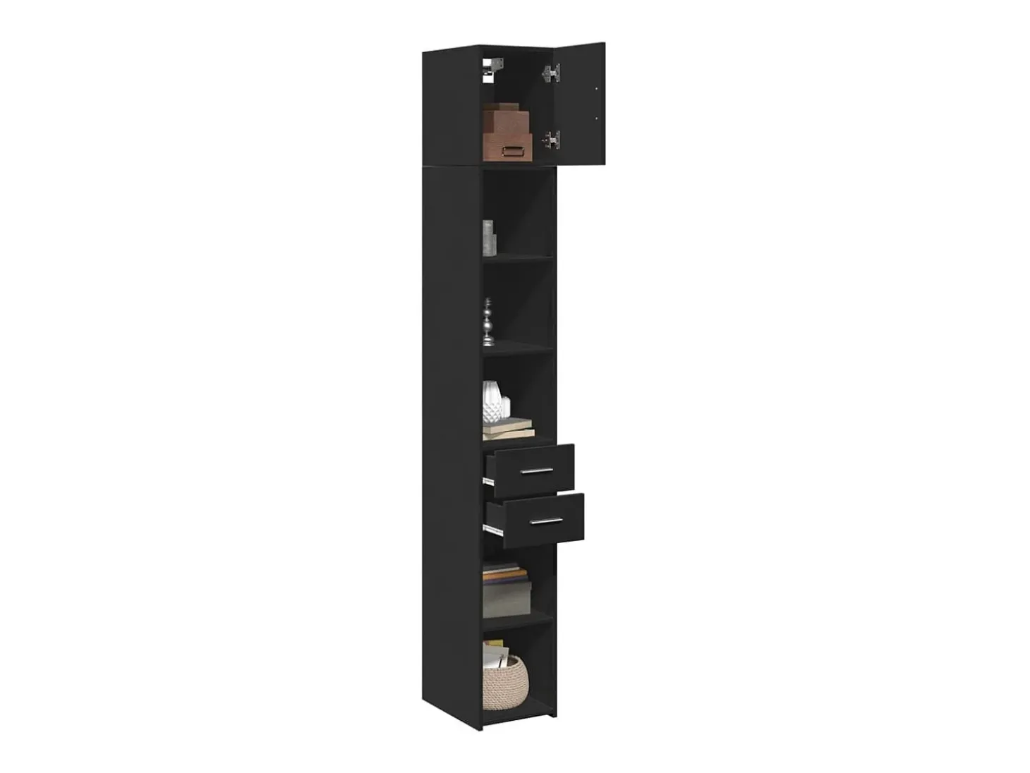 Armario de almacenaje Slim negro 30x42,5x225cm madera de ingeniería