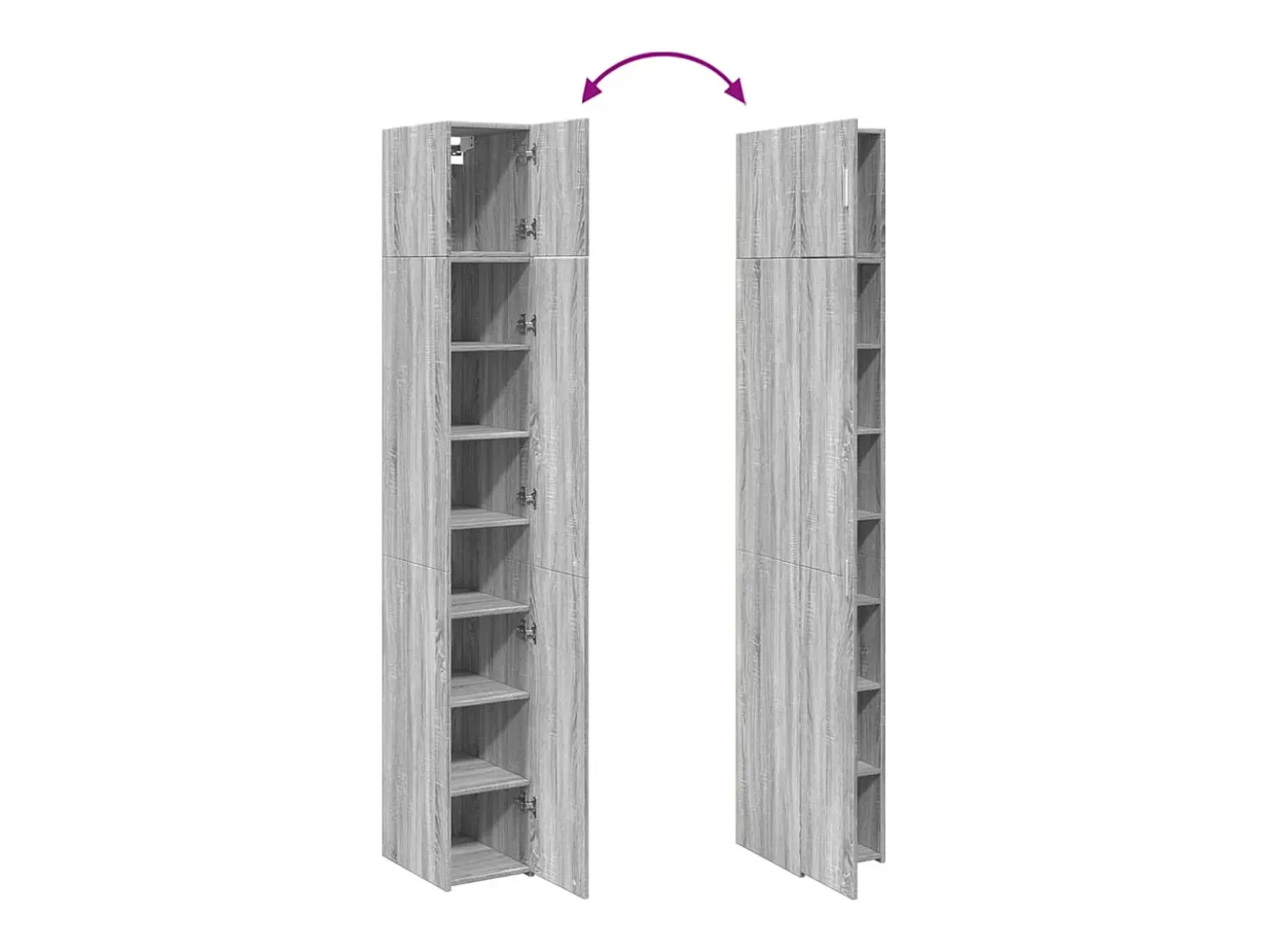 Armario de almacenaje Slim Sonoma gris 30x42,5x225 cm