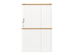 Armario de cocina, mueble alto/expositor con iluminación LED, 104x40x180 cm, blanco