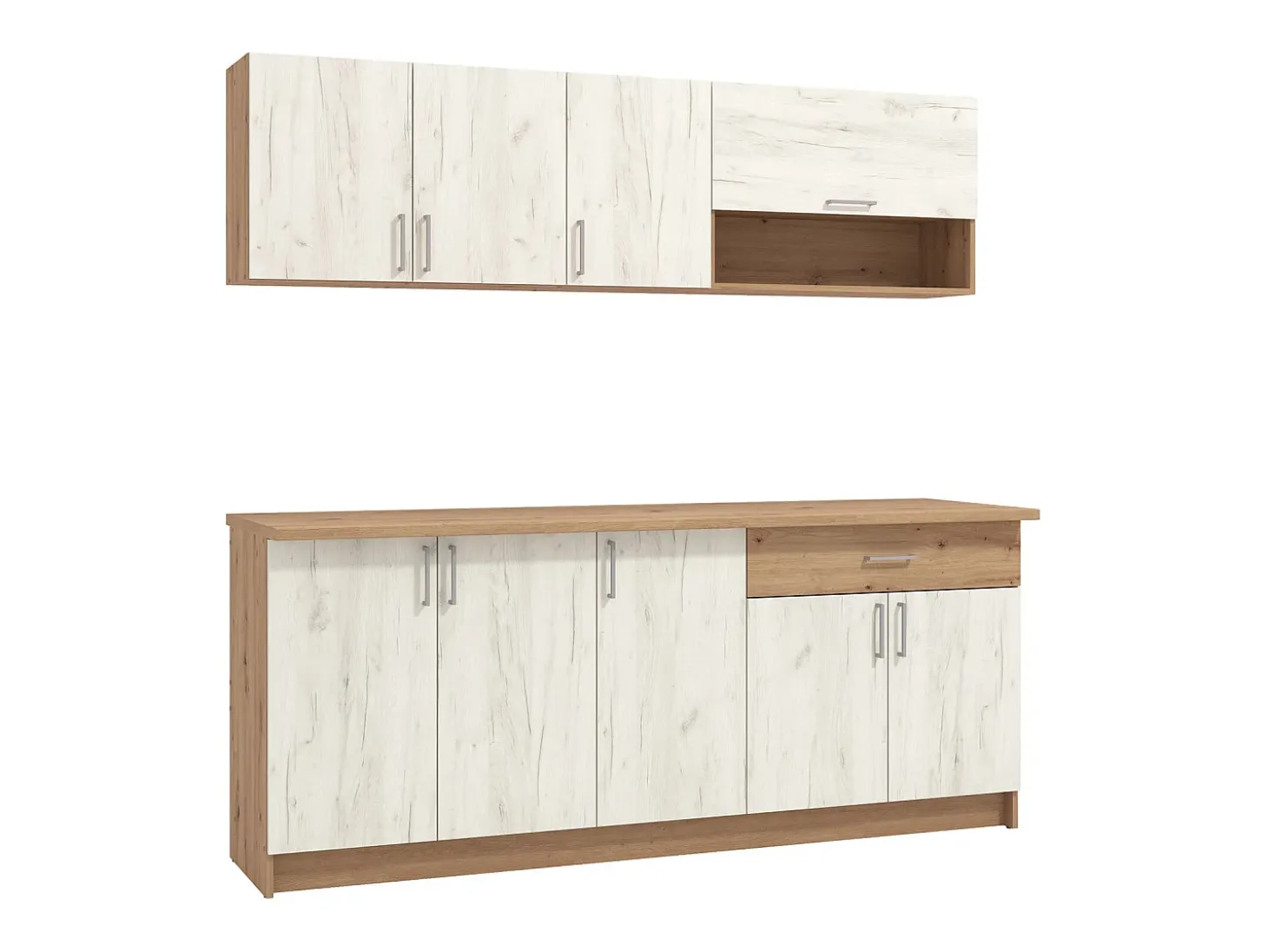 Armario de cocina 200x85.5x60 cm Blanco y Roble
