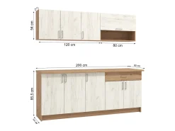 Armario de cocina 200x85.5x60 cm Blanco y Roble