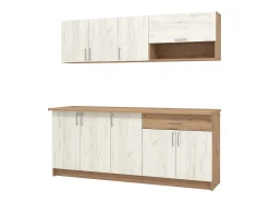 Armario de cocina 200x85.5x60 cm Blanco y Roble