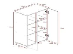 Armario de doble puerta TINY – 100x120 cm – Color blanco – Diseño moderno