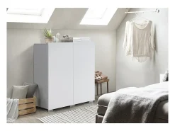 Armario de doble puerta TINY – 100x120 cm – Color blanco – Diseño moderno