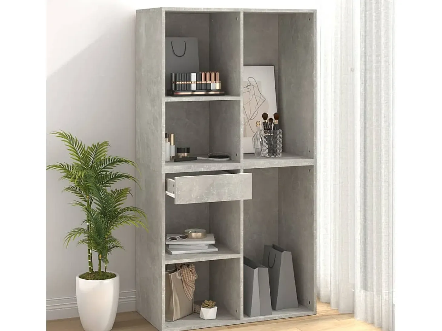 Armario de maquillaje madera gris hormigón 80x40x75cm