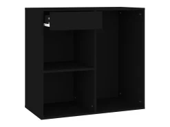 Armario de maquillaje madera contrachapada negro 80x40x75 cm
