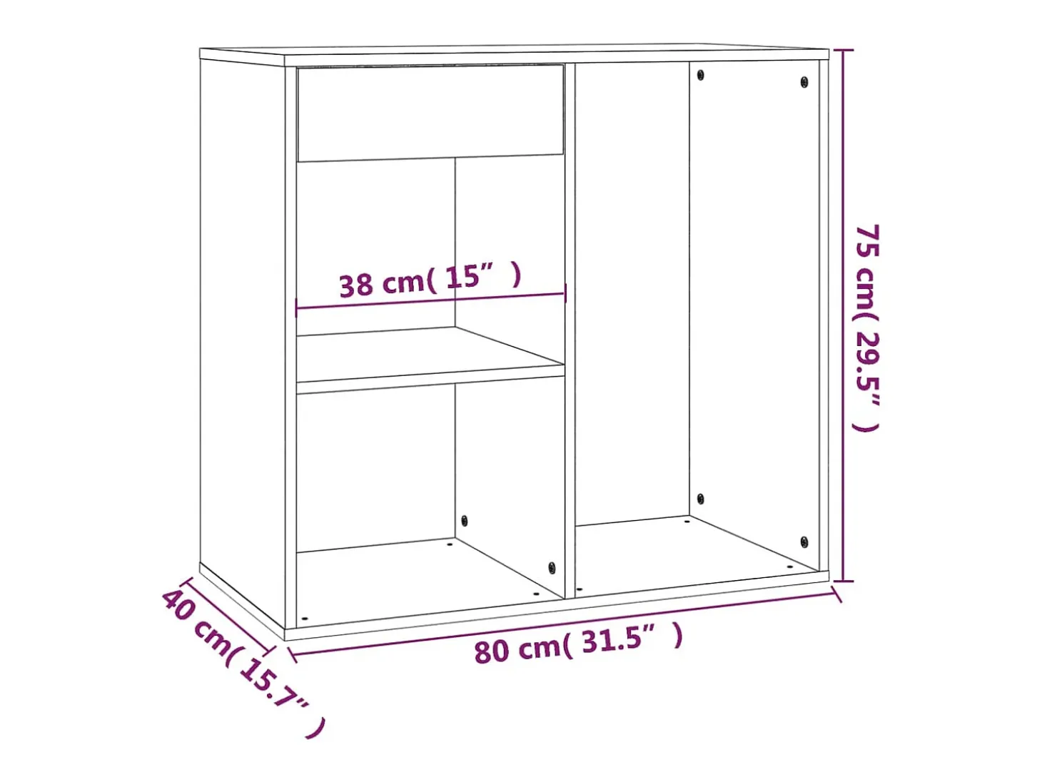 Armario de maquillaje madera contrachapada blanco 80x40x75 cm