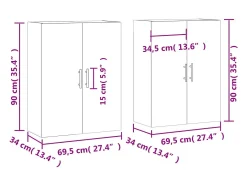 Armario de pared 2 unidades roble Sonoma 69,5x34x90 cm
