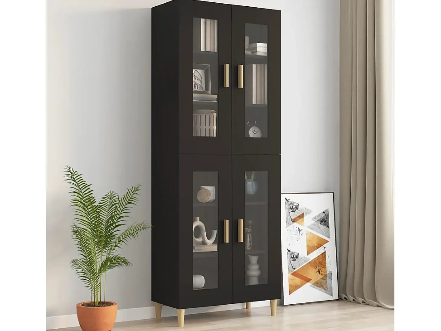 Armario de pared colgante negro 69,5x34x90 cm