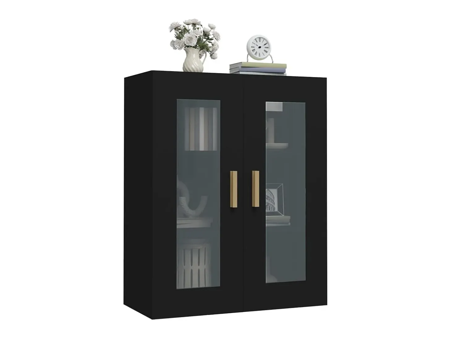 Armario de pared colgante negro 69,5x34x90 cm