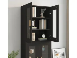 Armario de pared colgante negro 69,5x34x90 cm