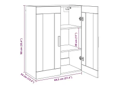 Armario de pared colgante de roble hecho a mano 69,5x34x90 cm