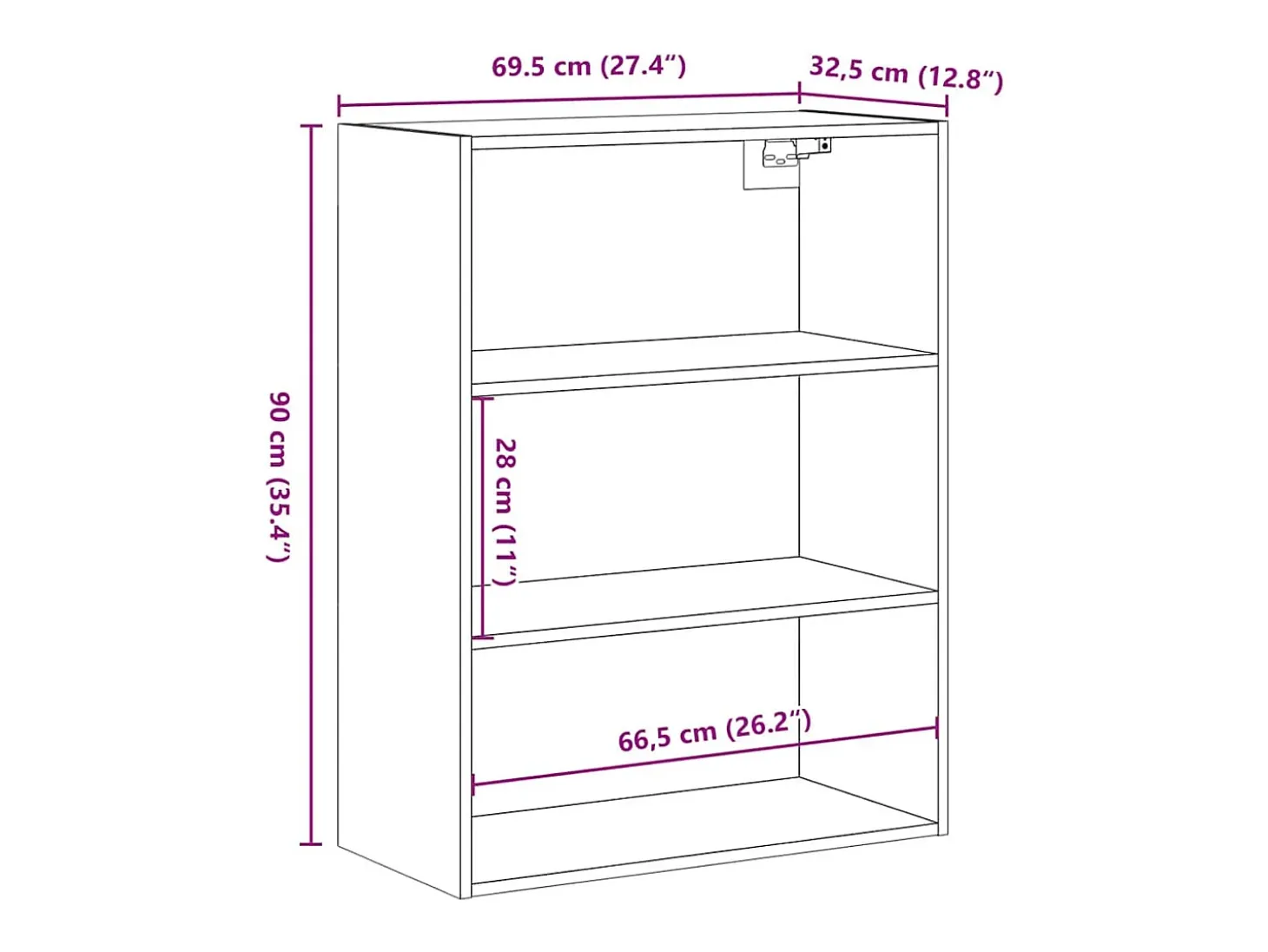 Armario de pared colgante madera vieja 69,5x32,5x90 cm