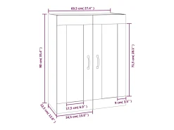 Armario de pared colgante de roble ahumado 69,5x32,5x90 cm