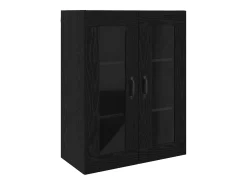 Armario de pared colgante con estante Montaje en pared con almacenaje con puerta Negro 69,5 x 34 x 90 cm