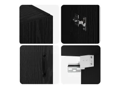 Armario de pared colgante con estante Montaje en pared con almacenaje con puerta Negro 69,5 x 34 x 90 cm