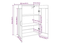 Armario de pared colgante con estante Montaje en pared con almacenaje con puerta Negro 69,5 x 34 x 90 cm