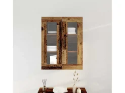 Armario de pared con puertas de cristal - Madera antigua - 69,5 x 34 x 90 cm
