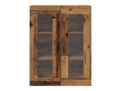 Armario de pared con puertas de cristal - Madera antigua - 69,5 x 34 x 90 cm