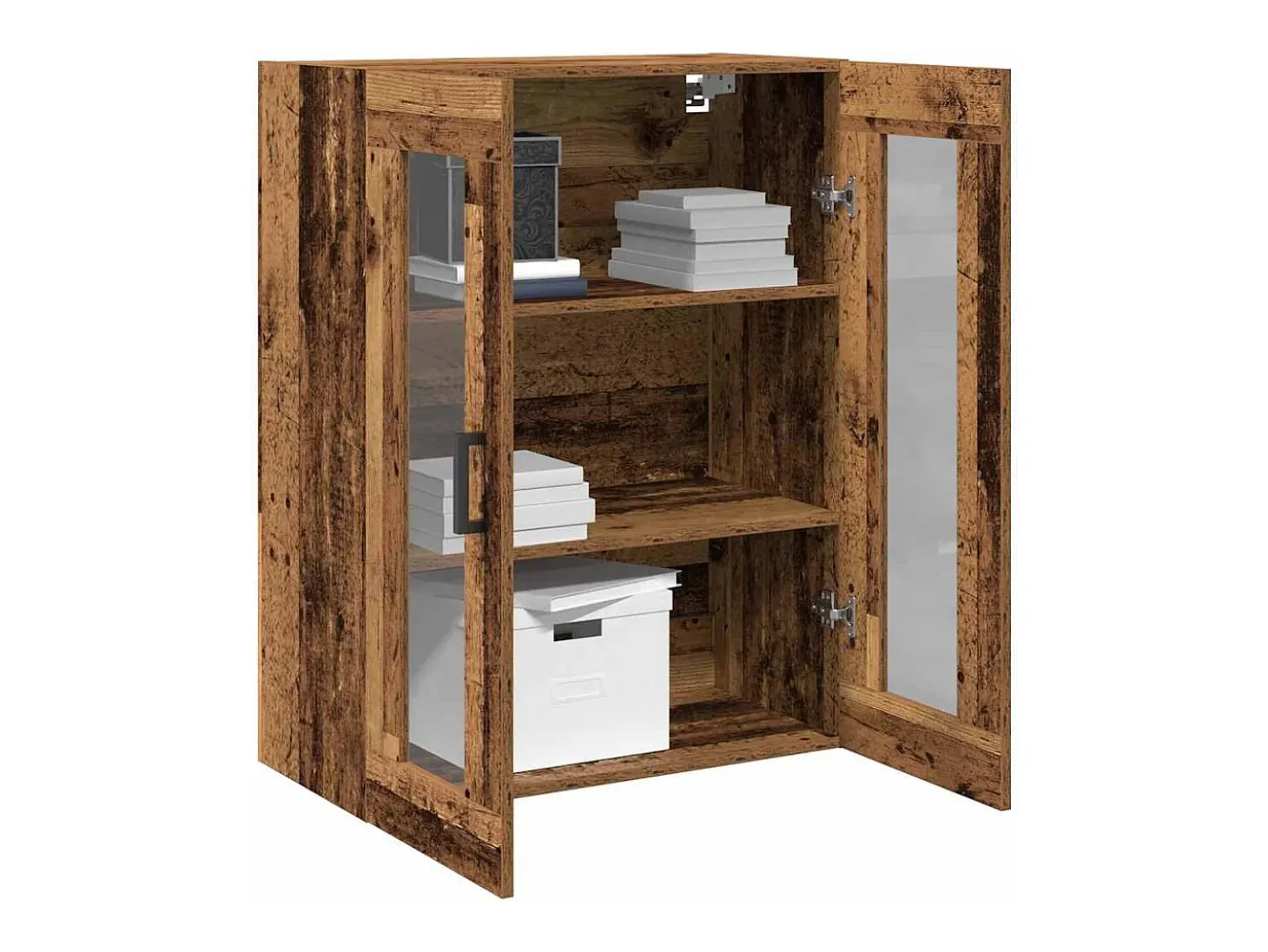 Armario de pared con puertas de cristal - Madera antigua - 69,5 x 34 x 90 cm